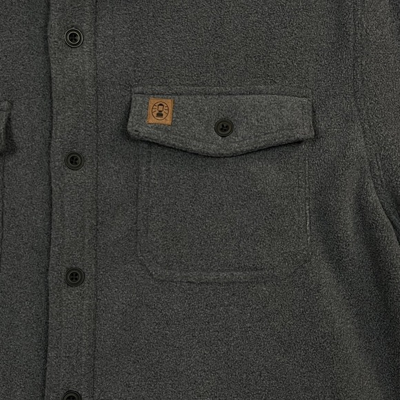 Coleman Mens Polar Fleece Shirt Jacket Size XL Gray Button Front Chest Pockets - Picture 3 of 8